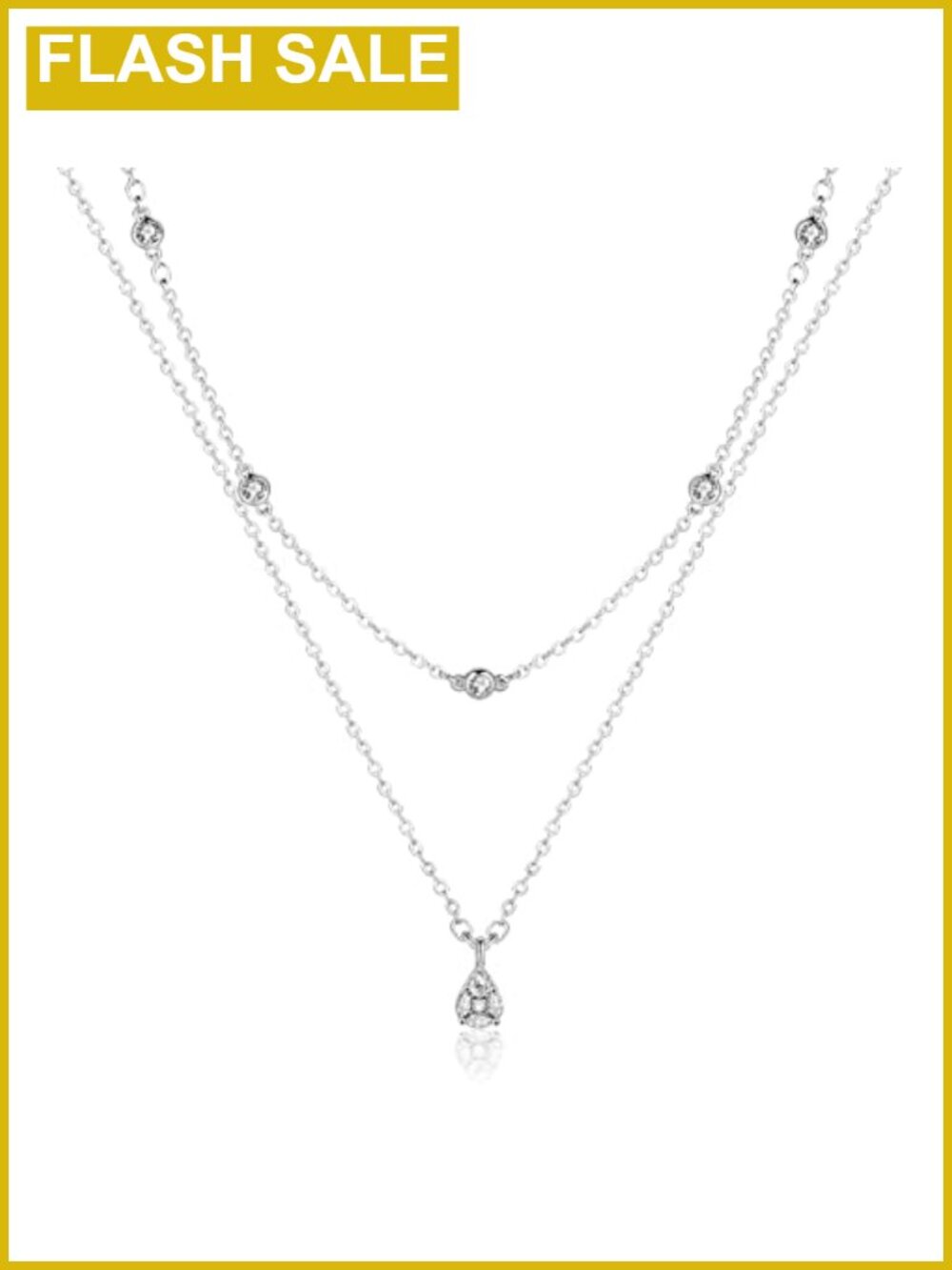 18K Gold Plated Layered Necklace Cubic Zirconia Choker Wedding